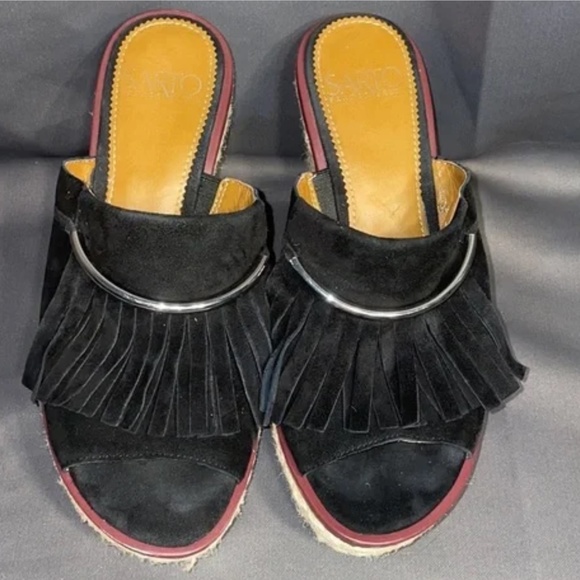 Franco Sarto Black Suede Leather Wedges size 6M - Picture 4 of 11